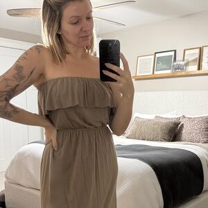 Strapless Brown Maxi Dress